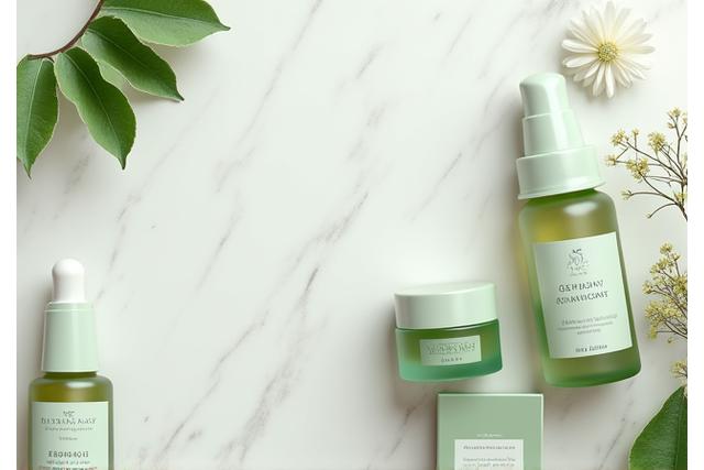 ヴィーガン スキンケア製品のエレガントな配置