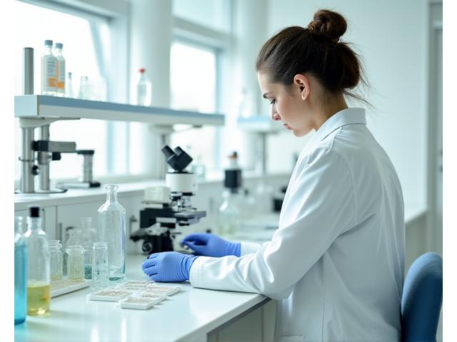 清潔な実験室で品質検査を行う専門家